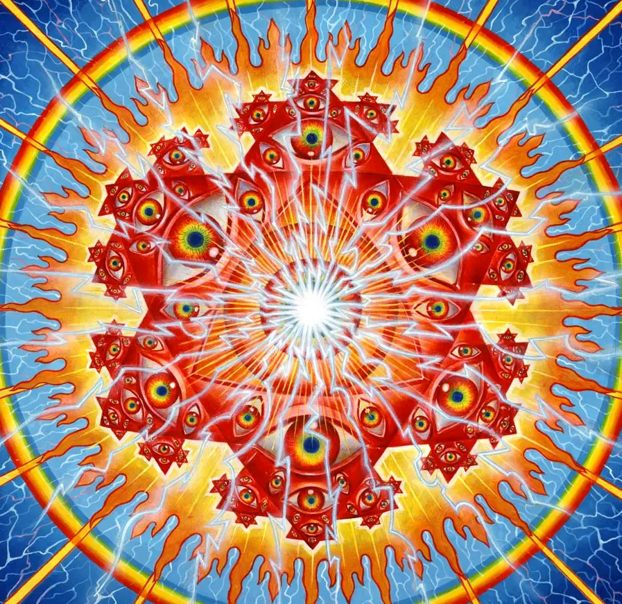 Found this painting recently and it is honestly really accurate to the CEVs I've been getting on my last few psychedelic trips (sorry if it's a repost)