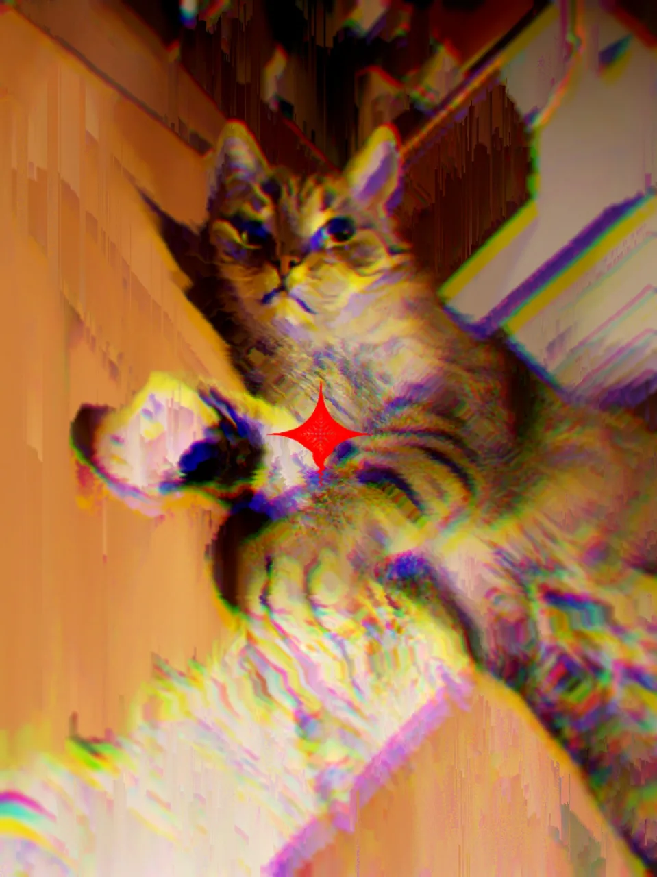 Mix of effects I saw on 1P-LSD+THC and ketamine (not together). Not entirely accurate but approximations.