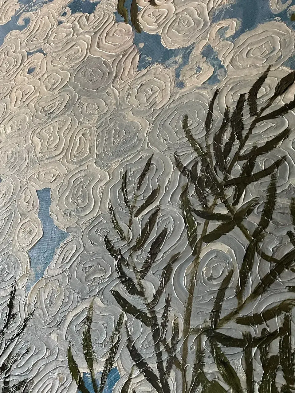 I did a 30”x30” oil painting replication of the sensation of seeing patterns where there are none.