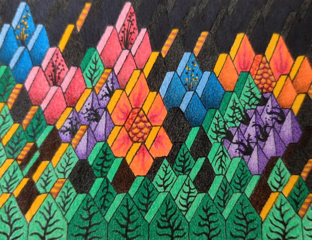 Drawing of what flowers look like when tripping