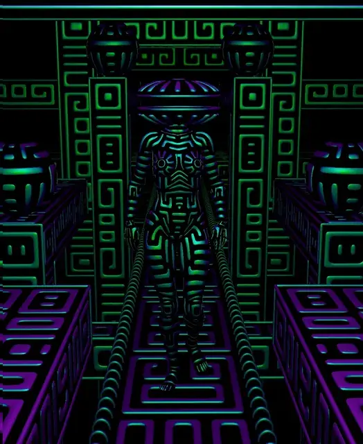 Figure at the End of the Neon Maze