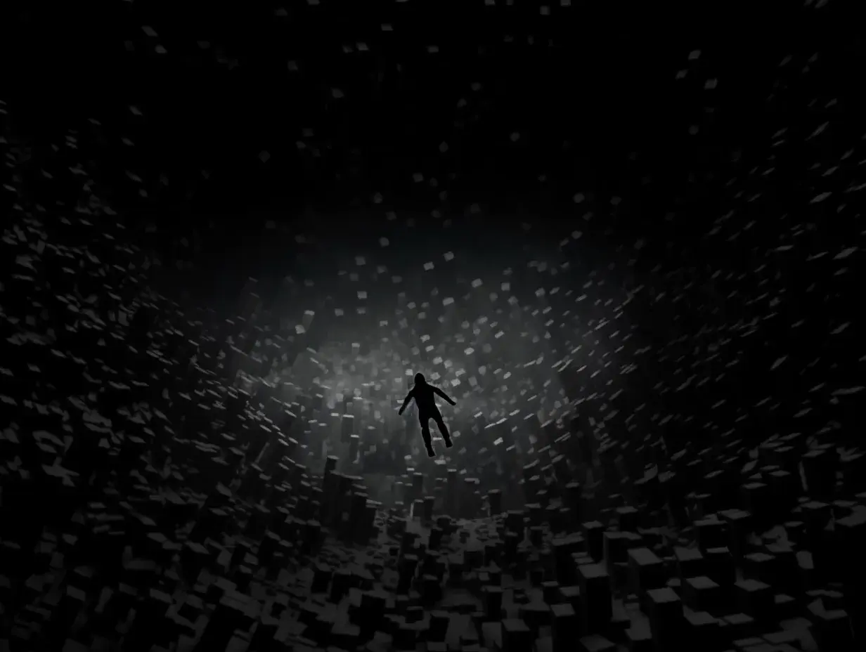 Falling Figure through the Particle Tunnel