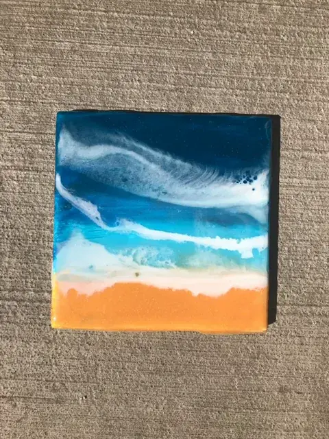 Resin on tile. I love this effect! It captures how I see it come to life while I paint.