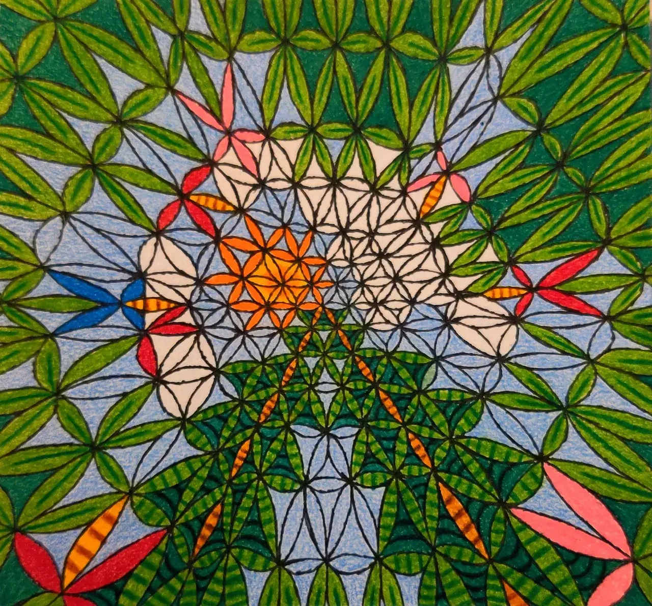 Sky visual on psychedelics, hand drawing