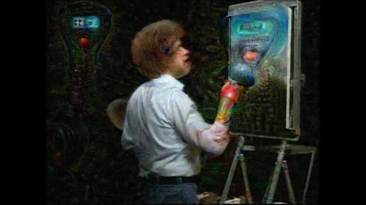 Bob Ross processed by a neural network