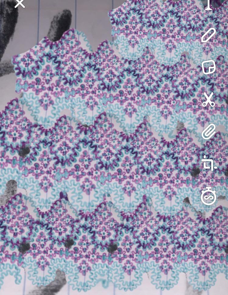 This is my best attempt at replicating the main visual I see while tripping on DPH. Think of it as way more symmetrical, breathing and glowing, and as the blue being a little greener. It appears on all flat surfaces.