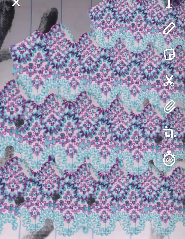This is my best attempt at replicating the main visual I see while tripping on DPH. Think of it as way more symmetrical, breathing and glowing, and as the blue being a little greener. It appears on all flat surfaces.