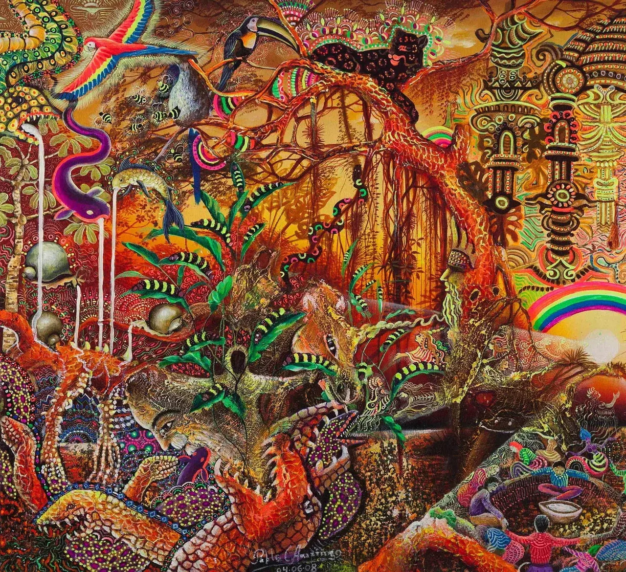 Ayahuasca CEV replications by Peruvian artist Pablo Amaringo