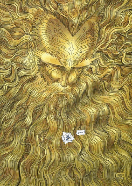 Best way I can describe seeing the deity. The geometric shape and the person inside is you. The deity/being in the background is changing color but also has the same color which hardly makes sense. Geometric shapes are the dimensions you're seeing through. Its weird, but familiar and comforting.