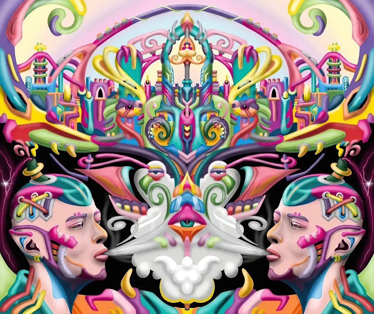 Twin Faces at the Candy Temple