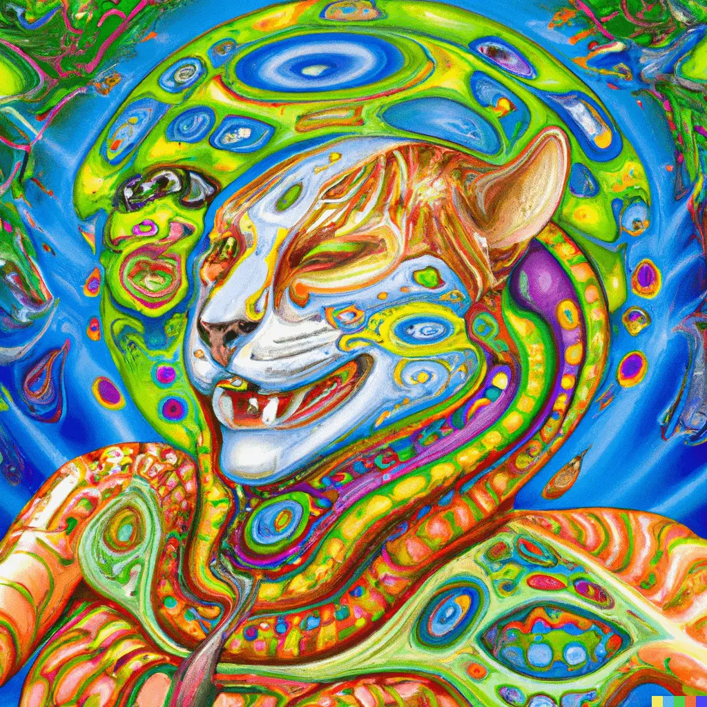 That sensation on ayahuasca of transforming into a jaguar or rainbow serpent