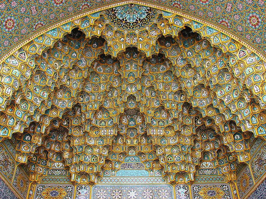 Iran's beautiful mosque's architecture and decor seems to directly reflect a singularity/black hole surrounded by geometric/harmonic creation