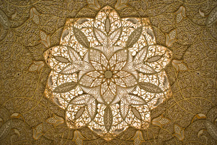 Iran's beautiful mosque's architecture and decor seems to directly reflect a singularity/black hole surrounded by geometric/harmonic creation