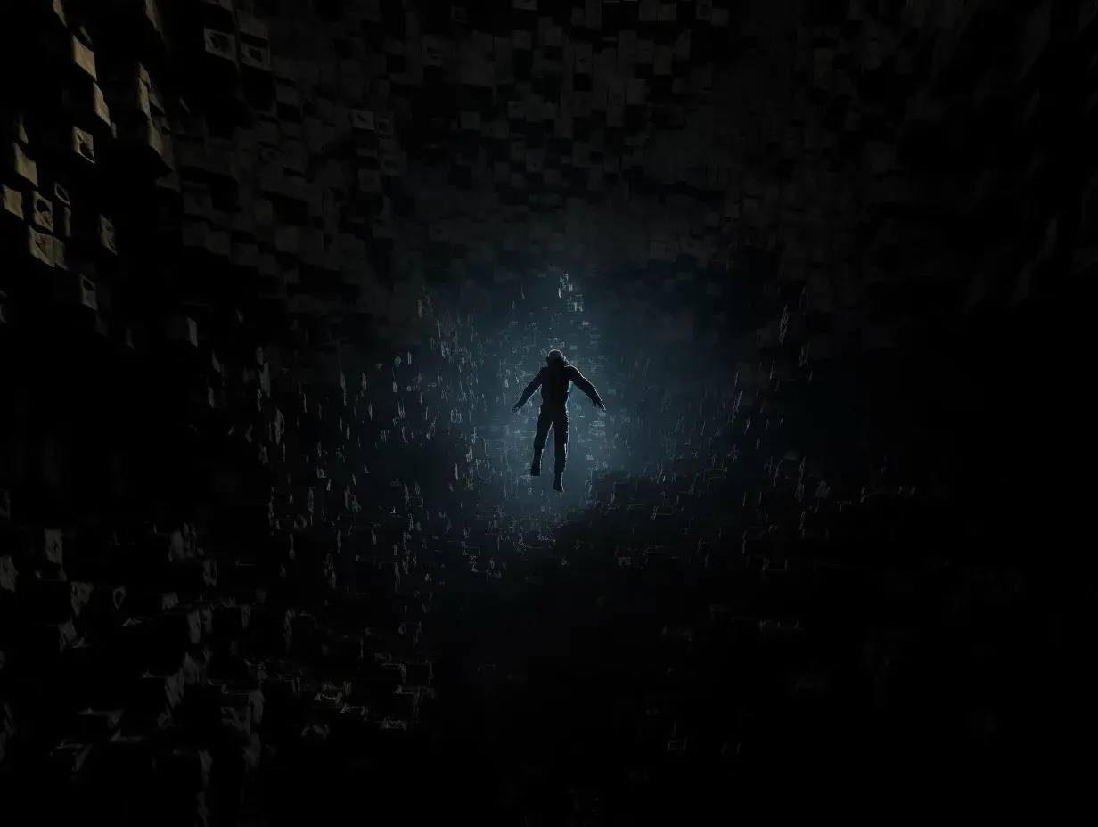 Falling Figure toward the Distant Light