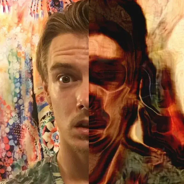 before and after of a replication I made of a trip I had on shrooms+m