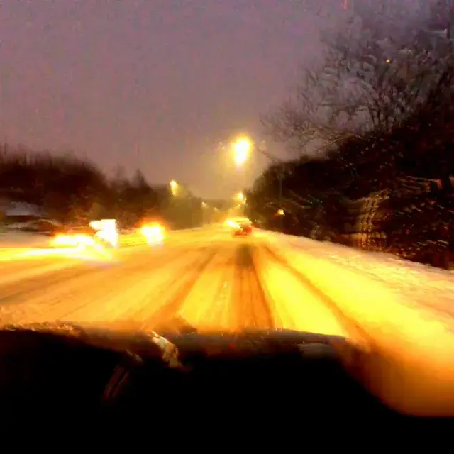 Driving in the snow (trailing)