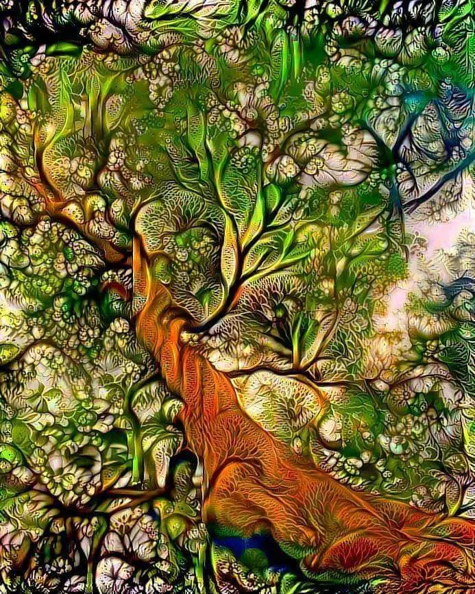 Mushroom trip closed eye visual tree fractal infinitely zooming in