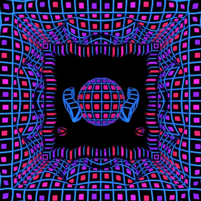 Neon Tunnel and Patterned Sphere