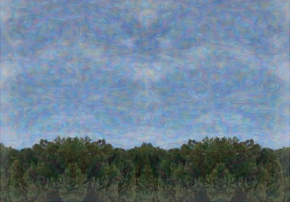 150ug LSD symmetry in trees and electric sky