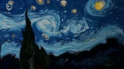 Starry night painted on water