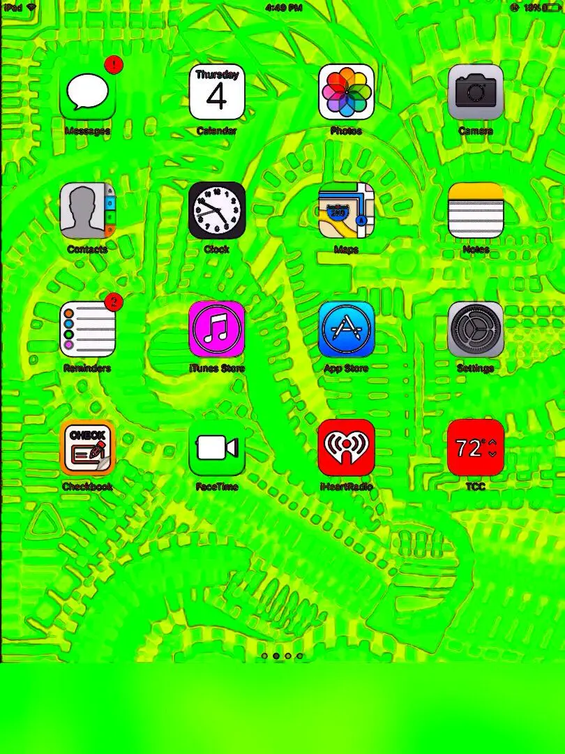 iPad on 2C-B (the screen would normally just be green)