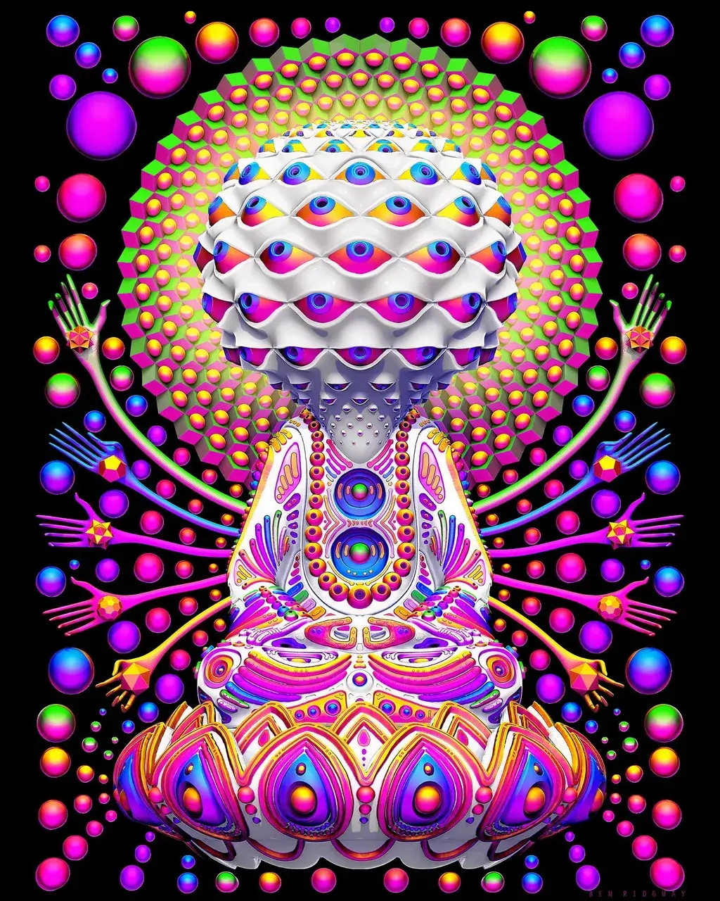 Pink Many-Eyed Buddha