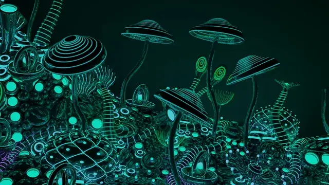 Interconnected Mushroom Tendril Landscape