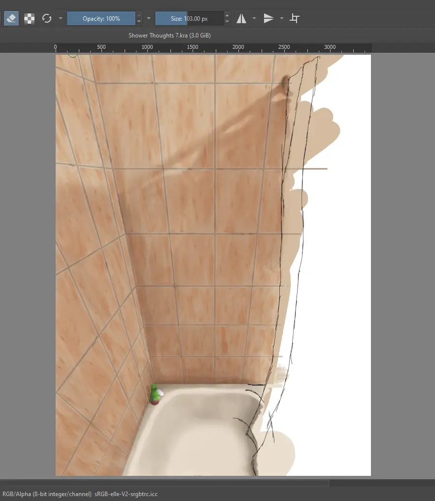 Shower Thoughts — Digital painting made using Krita, 3450x4600