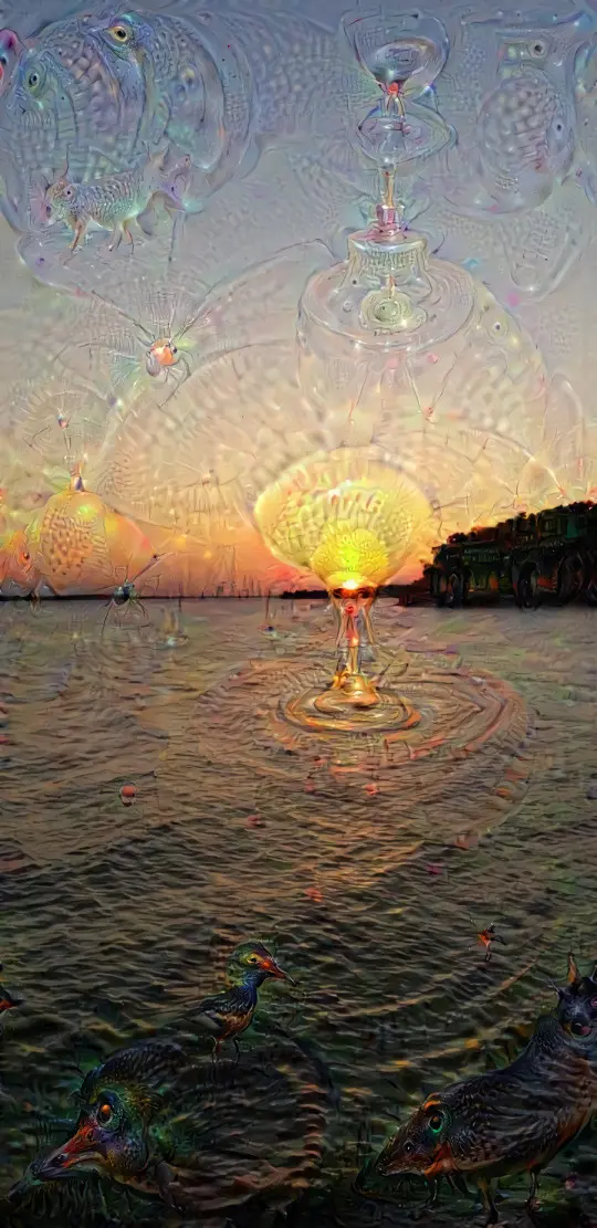 The sun drips into the water.