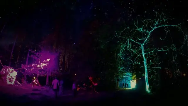 Forest decorations at a festival