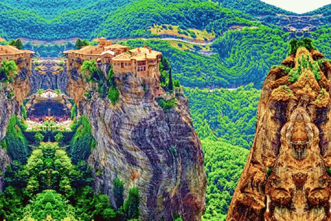 Meteora, Greece (found original on a woahdude post) on acid