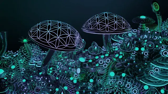 Wireframe Mushroom Machine Garden